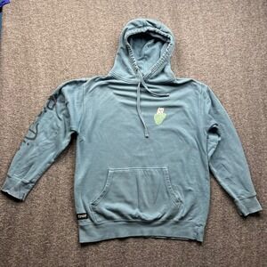 RIPNDIP Hoodie Mens Large Blue Lord Nermal Leaf Graphic Pullover Sweatshirt